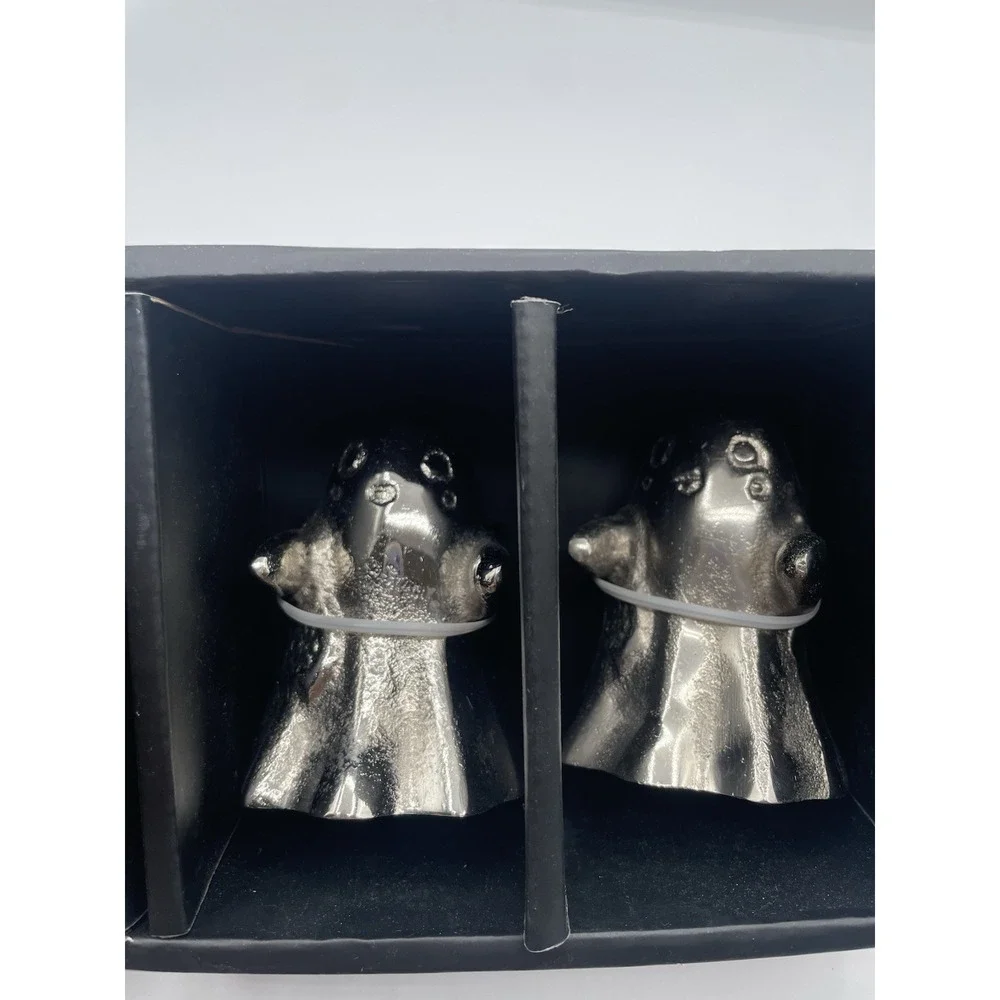 Ghost Salt And Pepper‎ Shakers Silver Tone Heavy Halloween New